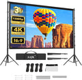AAJK 150in Projector Screen with Stand, Portable 16:9 4K HD Indoor Outdoor Projection Screen with Wrinkle-Free Design, Ideal for Home Theater and Backyard Cinema – Includes Carry Bag