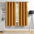 MIULEE Velvet Curtains Mustard Yellow 52 x 63 Inch Length Set of 2 | Grommet by MIULEE