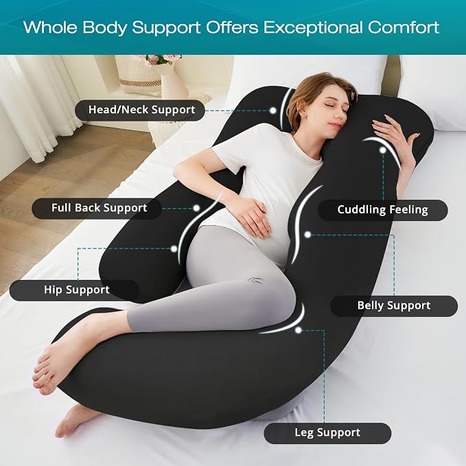 Cooling Pregnancy Pillows for Sleeping, Down Alternative, Removable Cover - Image 3