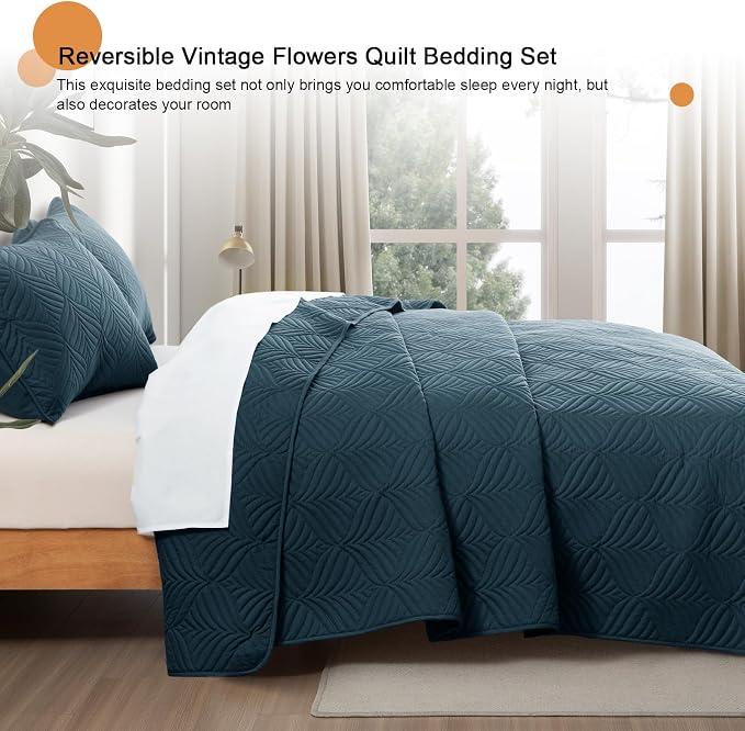 Whale Flotilla Extra Soft Queen Quilt Bedding Set, Lightweight Bedspreads | - Image 5