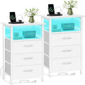 Night stand Set 2 with Charging Station, LED Nightstand by Vagusicc