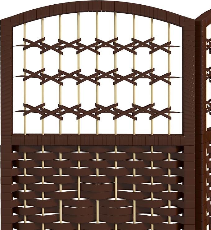 HOMCOM 6 Panel Room Divider, Folding Privacy Screen, Wave Fiber Freestanding - Image 6