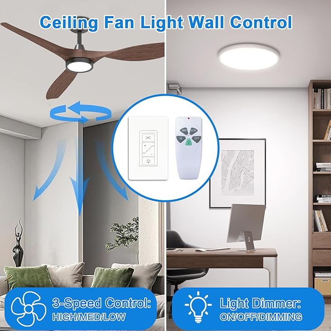 Ceiling Fan Remote Control Kit, Universal Ceiling Fan Remote Control Kit, Ceiling Fan Wall Switch UC9050T, Compatible with Hunter Hampton Bay