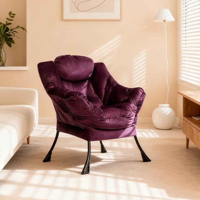 HollyHOME Lazy Chair with Armrest and Side Pocket, Comfy Accent Lounge Chair - Image 2