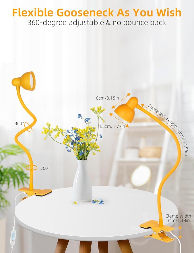 LiFMIRA Desk Lamp Clip on Lamp for Bed, LED Reading Light for Bed Yellow | 3 - Image 5
