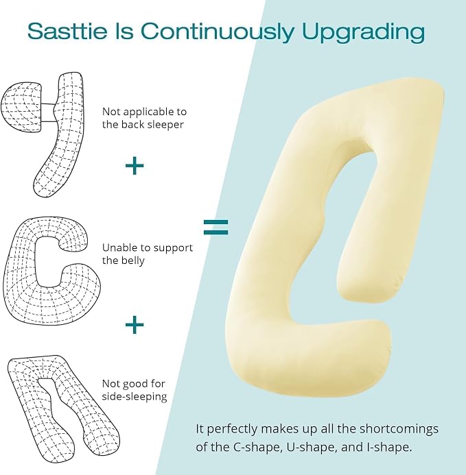 Cooling Pregnancy Pillows for Sleeping, Light Yellow | Sasttie Maternity Pillow - Image 4
