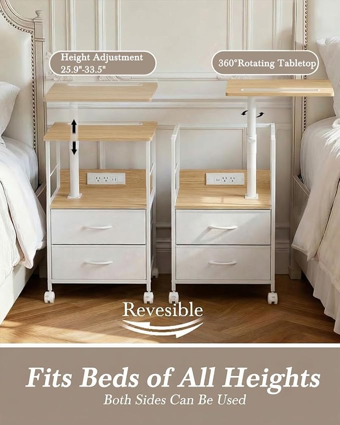 Faesun Swivel Lift Top Nightstand - Image 3