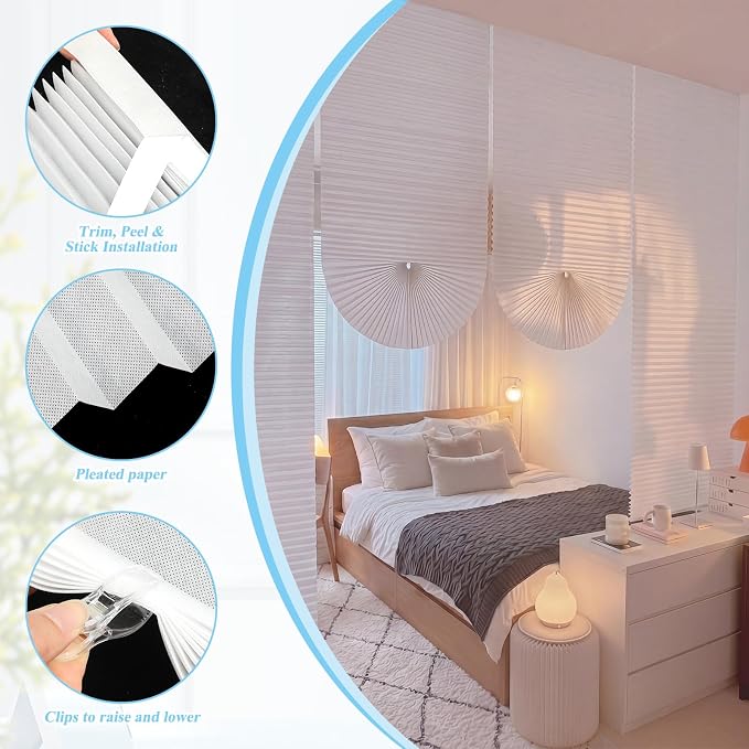 4 Pcs 10 x 9.8 ft No Drilling Dorm Room Divider | Non Woven Pleated Blinds - Image 7