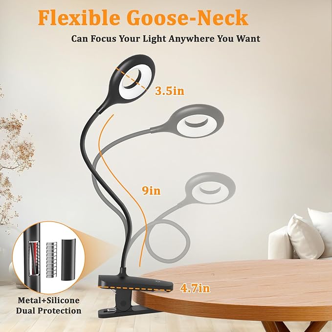 2 Pack Rechargeable Clip Light, LED Reading Lamp - Image 4