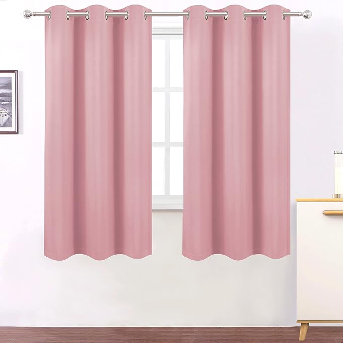 100% Blackout Curtains 40 x 63 Inch/Pink Curtains 2 Panels - Image 2