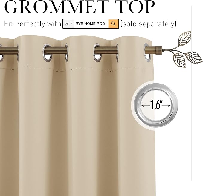 RYB HOME Extra Wide Curtain for Room Divider Blackout Privacy Partitions | - Image 2