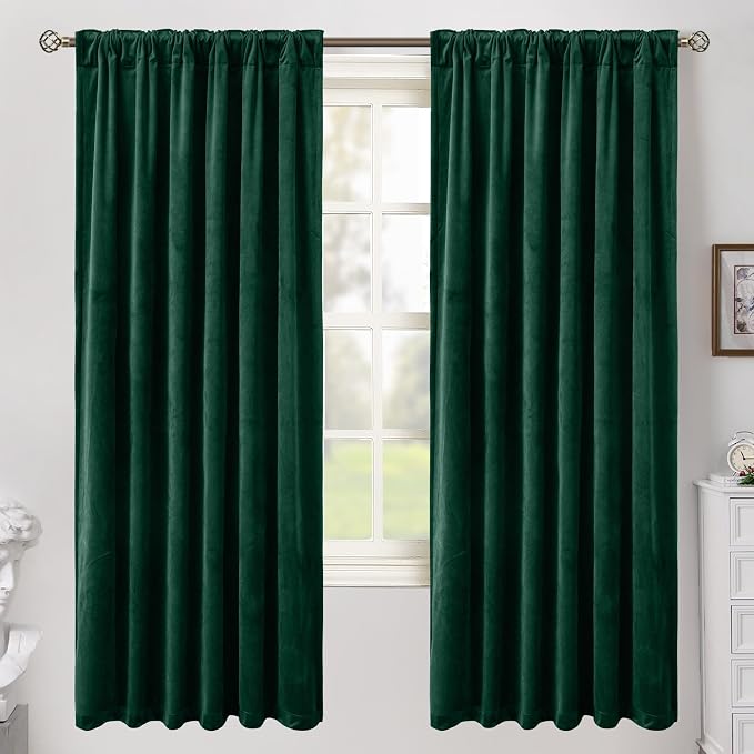 BGment Emerald Green Velvet Curtains 72 Inch Length - Image 2