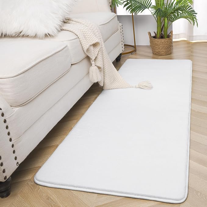 Modern Soft Hallway Runner Rug, 2x6 Feet White Washable Runner Rugs | Fluffy - Image 7