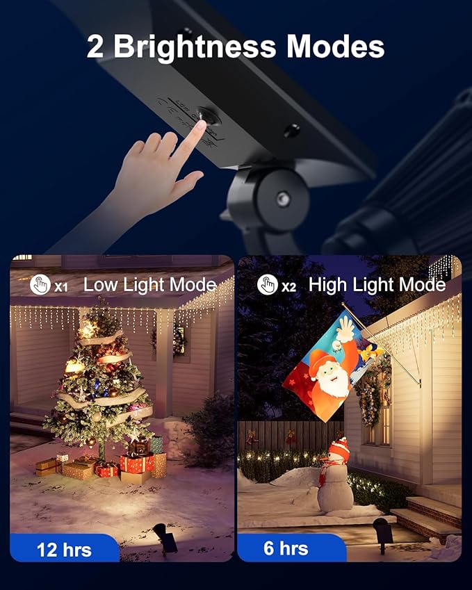 Solar Power Spot Lights Outdoor Waterproof for Christmas Decorations, Flag, Tree, Wreath, Santa Claus, Snowman, Bright LED Landscape Lamp Uplights for Outside Garden, Yard, Patio, Sidewalk,Warm White