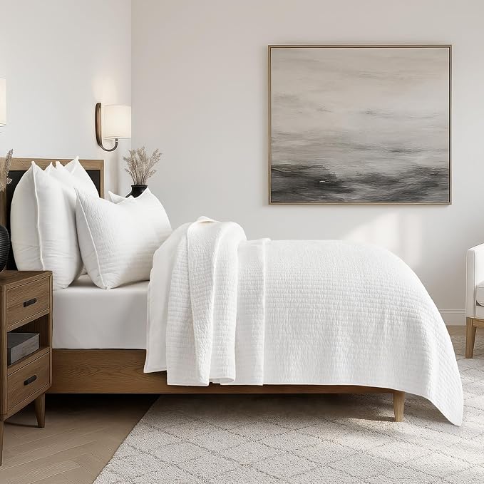 100% Cotton Cross Stitch 3-Piece Quilt Set, Bright White | 100% Cotton - Image 5