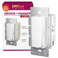 Dimmer Light Switch & 24V 60W Dimmable LED Driver 2 in 1, UL Listed Single-Pole or 3-Way Slide Dimmer Switches for Led Strip Lights,120VAC to 24VDC Power Supply for Low Voltage Project, Glossy White