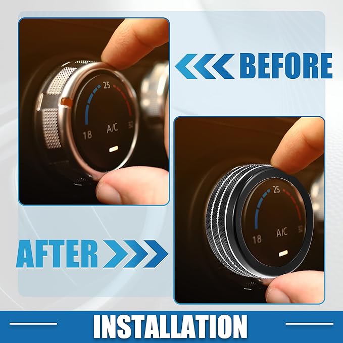 A ABSOPRO 3pcs Car Air Conditioner Knobs Decals AC Radio Switch Knob Cover for Dodge Durango 2017-2020 for Jeep Cherokee Grand Cherokee 17-21 Black