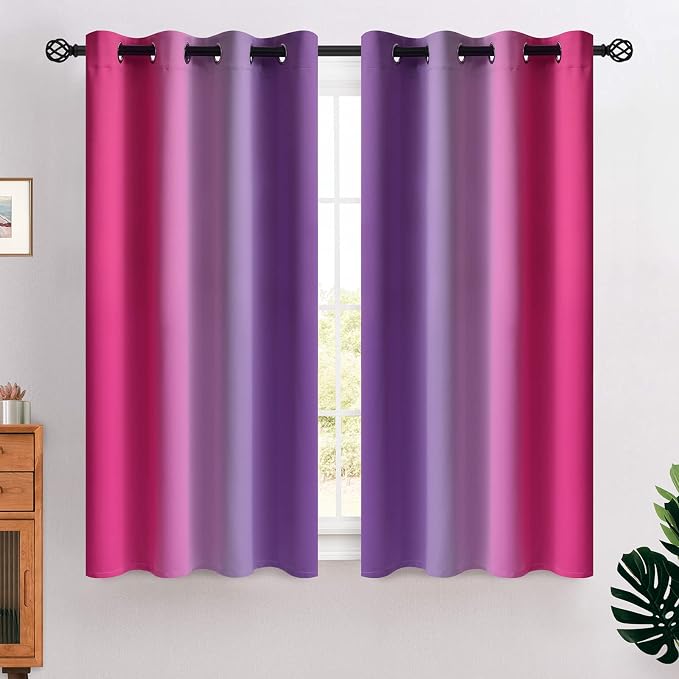 COSVIYA Grommet Ombre Blackout Pink and Purple Curtains, W52 x L54 inch | Room by COSVIYA