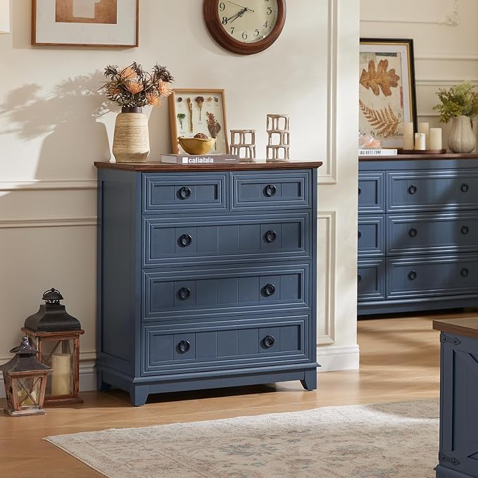 Joaxswe Farmhouse 5 Drawer Dresser - Image 7