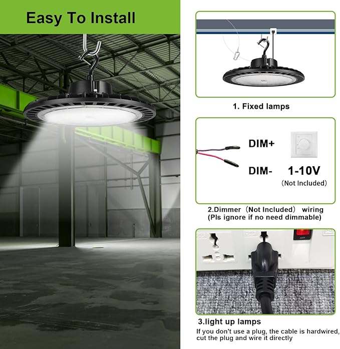 UFO Led High Bay Light 150W 4PACK 5000K High Bay Led Shop Lights 22500lm Dimmable Led High Bay Light with US Plug ETL Listed Shop Light for Warehouse Lights Commercial Bay Lighting