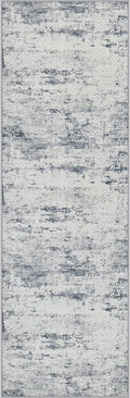 2.6x8 Washable Runner Rug：Modern Abstract Soft Carpet Blue Grey | by FXRHLP
