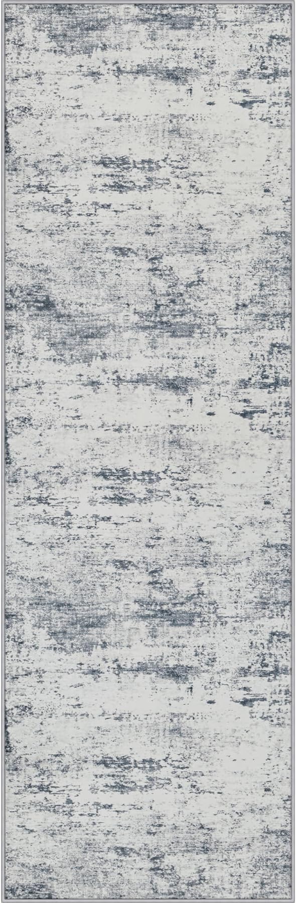 2.6x8 Washable Runner Rug：Modern Abstract Soft Carpet Blue Grey | by FXRHLP
