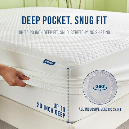 Luxury Full Size Tencel Waterproof Mattress Protector Deep Pocket - Premium Cooling Bed Cover Pad - Hypoallergenic & Allergy-Friendly - Oeko-Tex Certified - Ultra Soft & Breathable