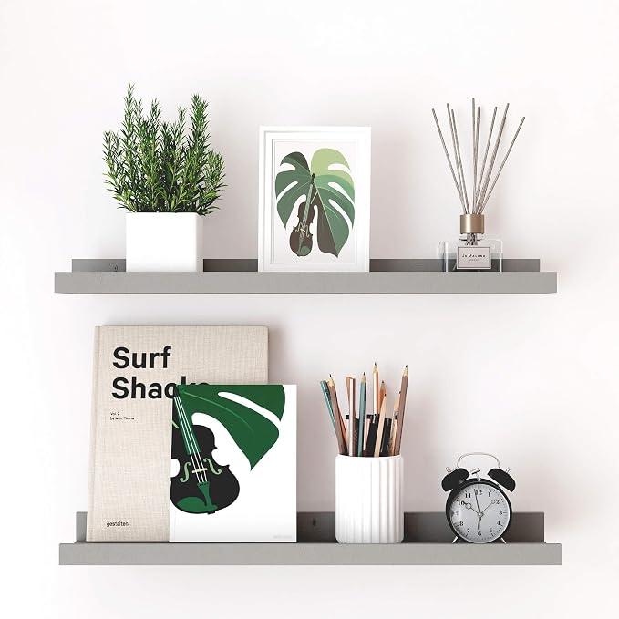 Grey Floating Shelves for Wall Decor, 24 in Shelf by Unknown
