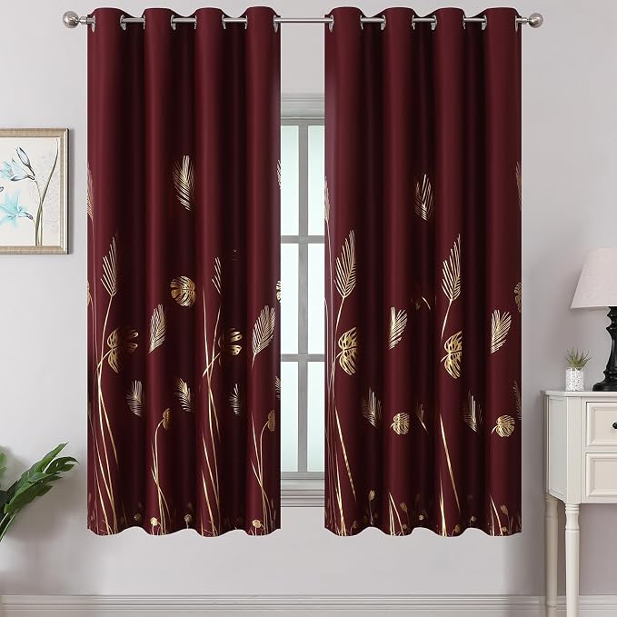 Burgundy Red Room Darkening Curtains 63 Inches Long by ESTELARTEXTILER