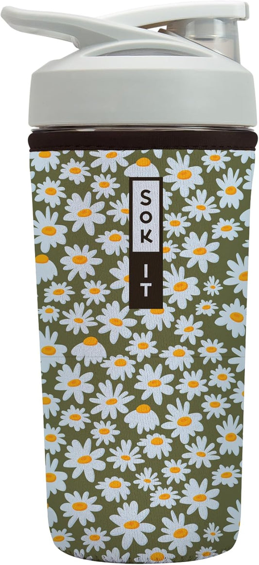 Sok It BotlSok Protein Blender Shaker Bottle Sleeve Insulated Neoprene Cover (Chamomile China, Fits 28oz Blender)