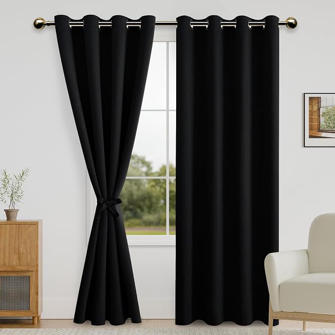 DWCN Black Blackout Curtains for Bedroom by DWCN