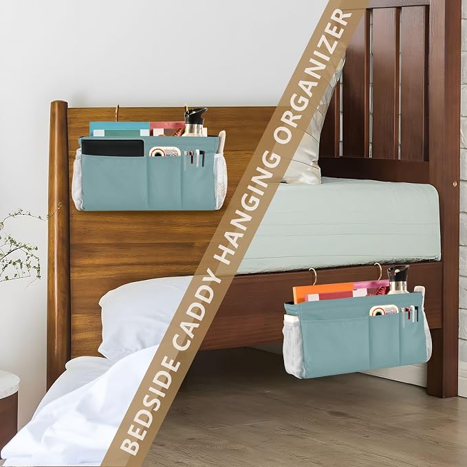 DOMIKING Teal Bedside Caddy for Dorm Bed Recliner Armrest Organizer - Image 7