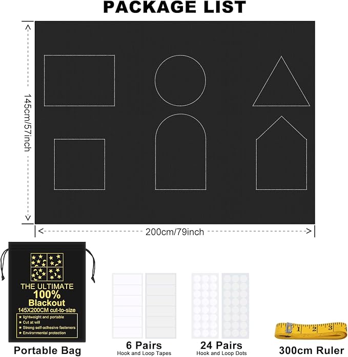 Blackout Curtains 100% Blackout Blinds Window Cover Portable Shades 79”x57” | - Image 3