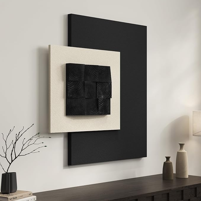 Cuspin Large 3D Wood Textured Wall Art, Abstract Minimalist Geometric Wooden by Cuspin