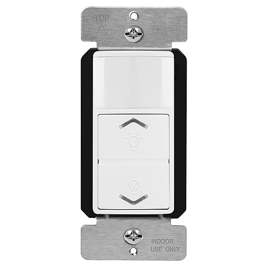 TOPGREENER Motion Sensor Light Switch Dimmer, Electronic Dimmer with PIR Motion Sensor, Occupancy & Vacancy Modes, 150W LED/CFL, Single-Pole, UL Listed, TDODS5-120, White