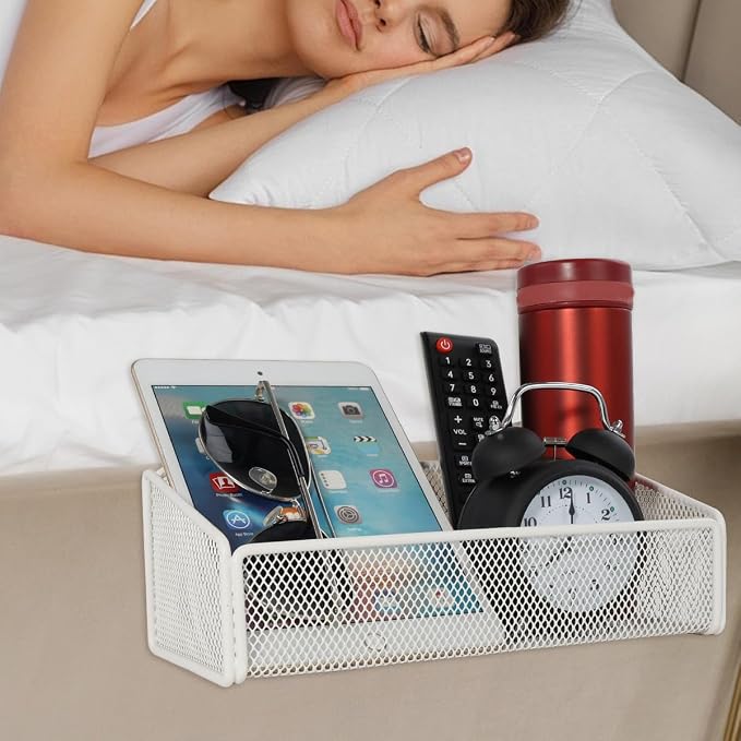 Bedside Shelf Bunk Bed Organizer Shelf Hanging Storage Metal Basket Phone Holder by OKOMATCH