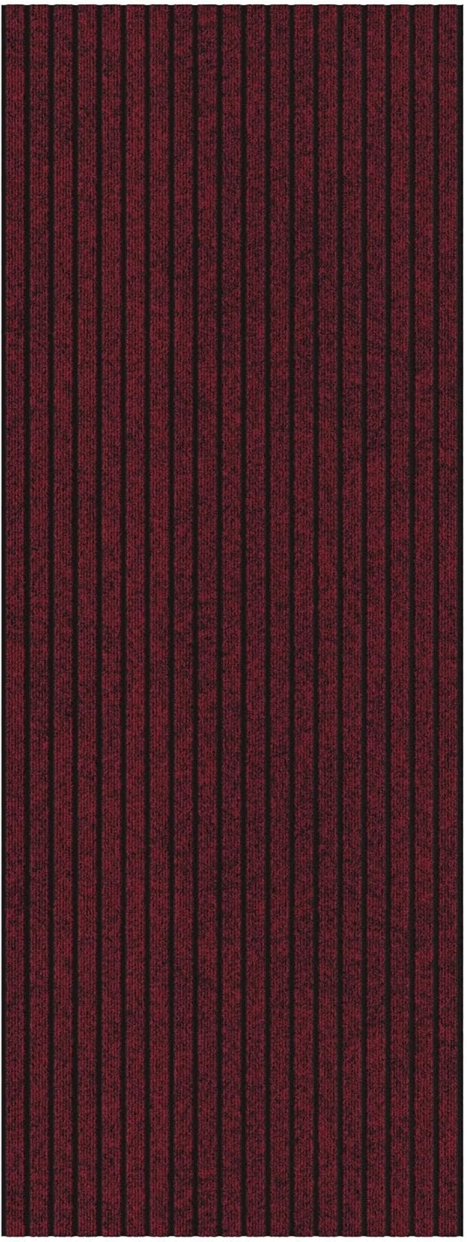 Ottomanson 2' x 11' Hallway Runner with Scraper Pile - Extra Durable Non-Slip Rug Mat for Indoor & Outdoor Use - Ideal for Kitchen, Entryway, Patio & Garage - High-Traffic Carpet, Red