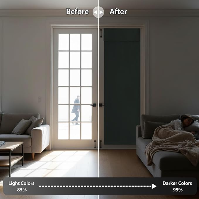 RYB HOME French Door Curtain 80 inch Long, Self Adhesive, - Image 5