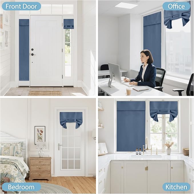 RYB HOME Blackout Door Curtain Kitchen Window Curtains, W34 x L40, Thermal - Image 9