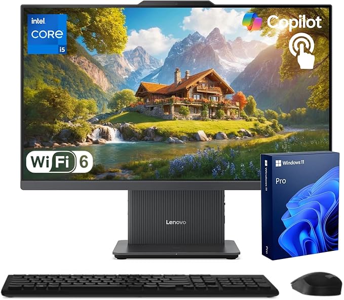 Lenovo IdeaCentre I All-in-One PC, 24" FHD 100Hz Touchscreen Display, Intel Core i5-13420H, 16GB DDR5 RAM, 1TB SSD, Wi-Fi 6, Win 11 Pro, Wireless KB & M, Business Integrated Desktop Computer, Black