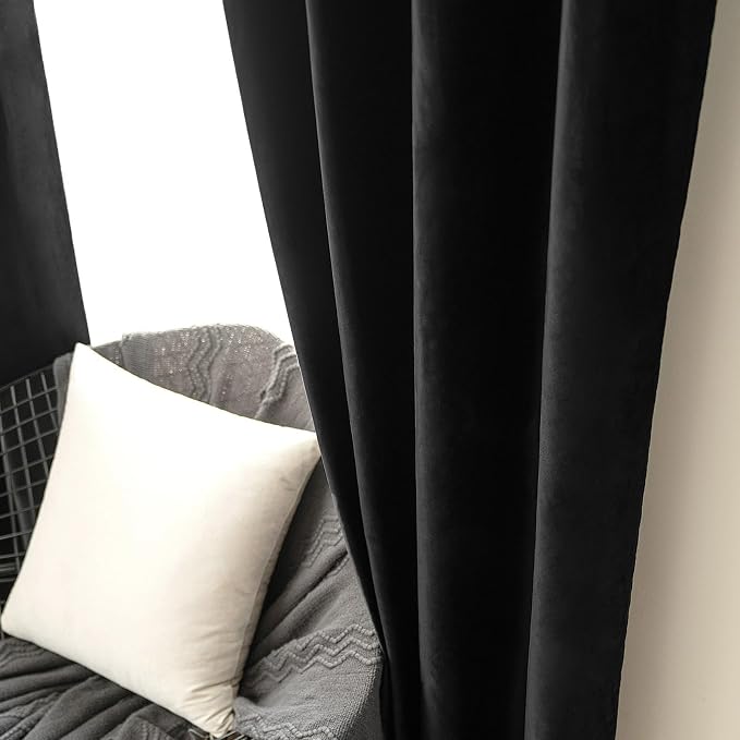 MIULEE Velvet Curtains Halloween Black 52 x 84 Inch Length Set of 2 | Grommet - Image 6
