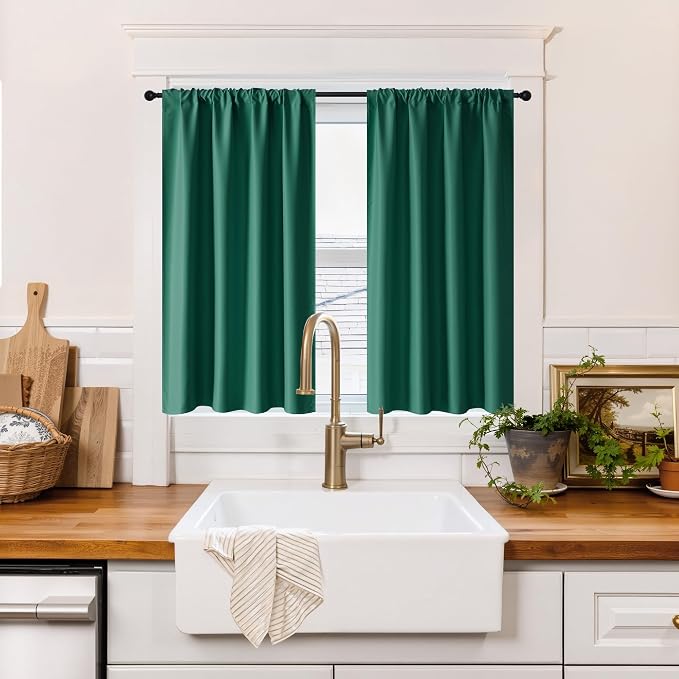 RYB HOME 100% Blackout Basement Curtains 36 inches Long, Heat & UV Blocking | by RYBHOME