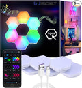 HEDCINLT Smart Hexagon Lights DIY Hexagon Led Light App & Remote Controlled & Music Sync Features USB & Type C Modern RGB Wall Panels for Living & Gaming Decor (6Pack)