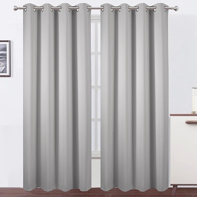 Blackout Curtains 52 x 95 inch/Light Grey Curtains Set of 2 Panels/Thermal by Lemomo