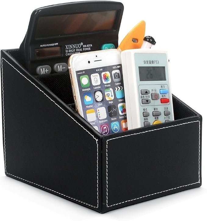 Black PU Leather Remote Controller Holder TV Guide CD Caddy Organizer by BargainCrusader