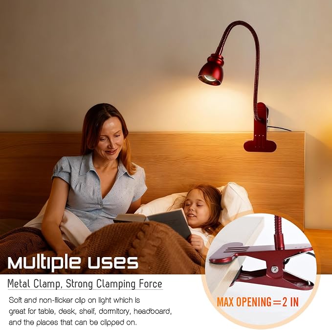 Zoomable Clip on Light, Clamp Reading Light - Image 8
