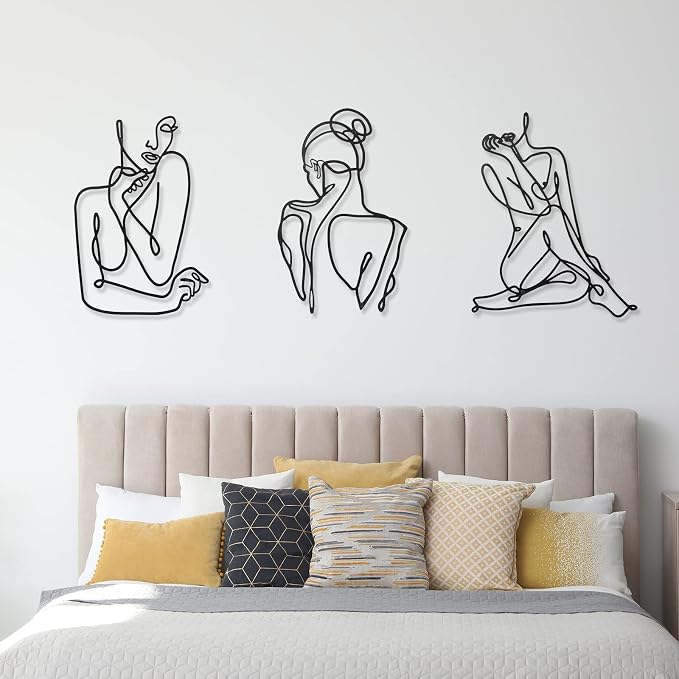 Photect 3 Pcs Metal Wall Art Decor Minimalist Abstract Woman Wall Art Metal - Image 7