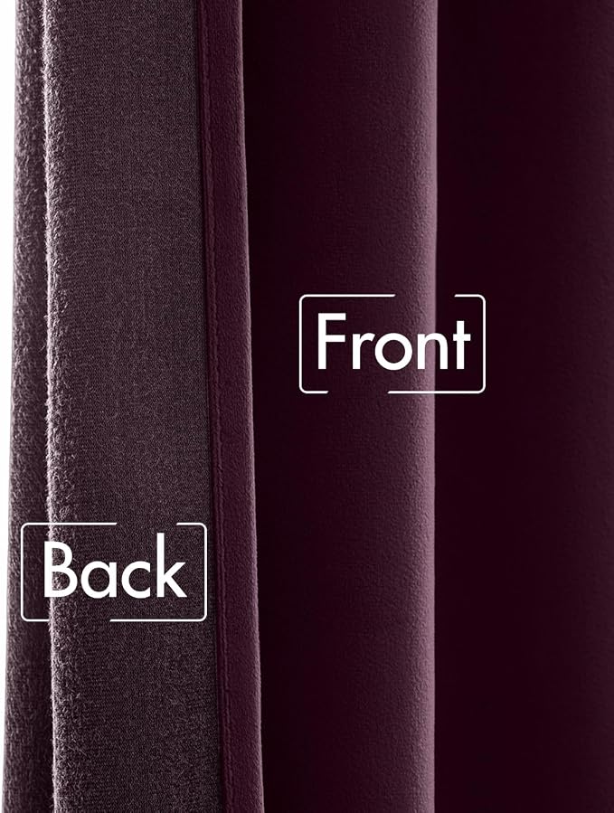 MIULEE Dark Purple Velvet Pinch Pleat Blackout Curtains W52 X L84 Inches | 2 - Image 7