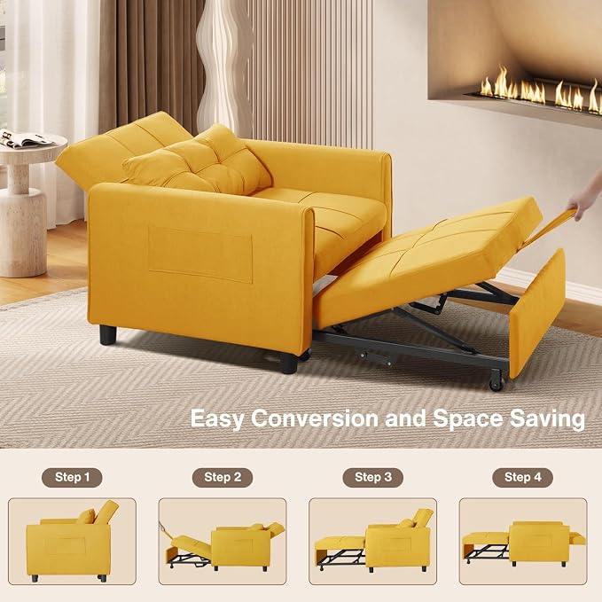Aiho 3-in-1 Convertible Sleeper Sofa Chair Bed - Image 6