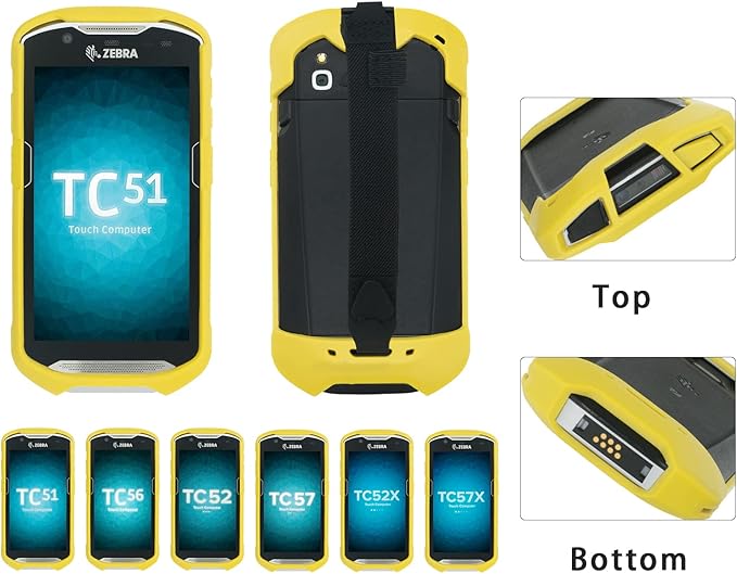 Protective Cover Bumper Case Rugged Boot with Hand Strap for Zebra TC51 TC510K TC52 TC56 TC57 (Yellow)